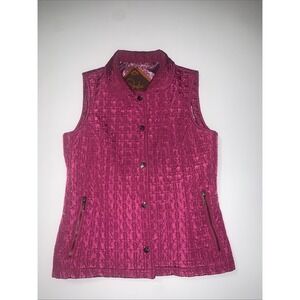 Shyla Quilted‎ Vest Womens S Zip Pockets Button Front Plum Chic Equestrian Indie